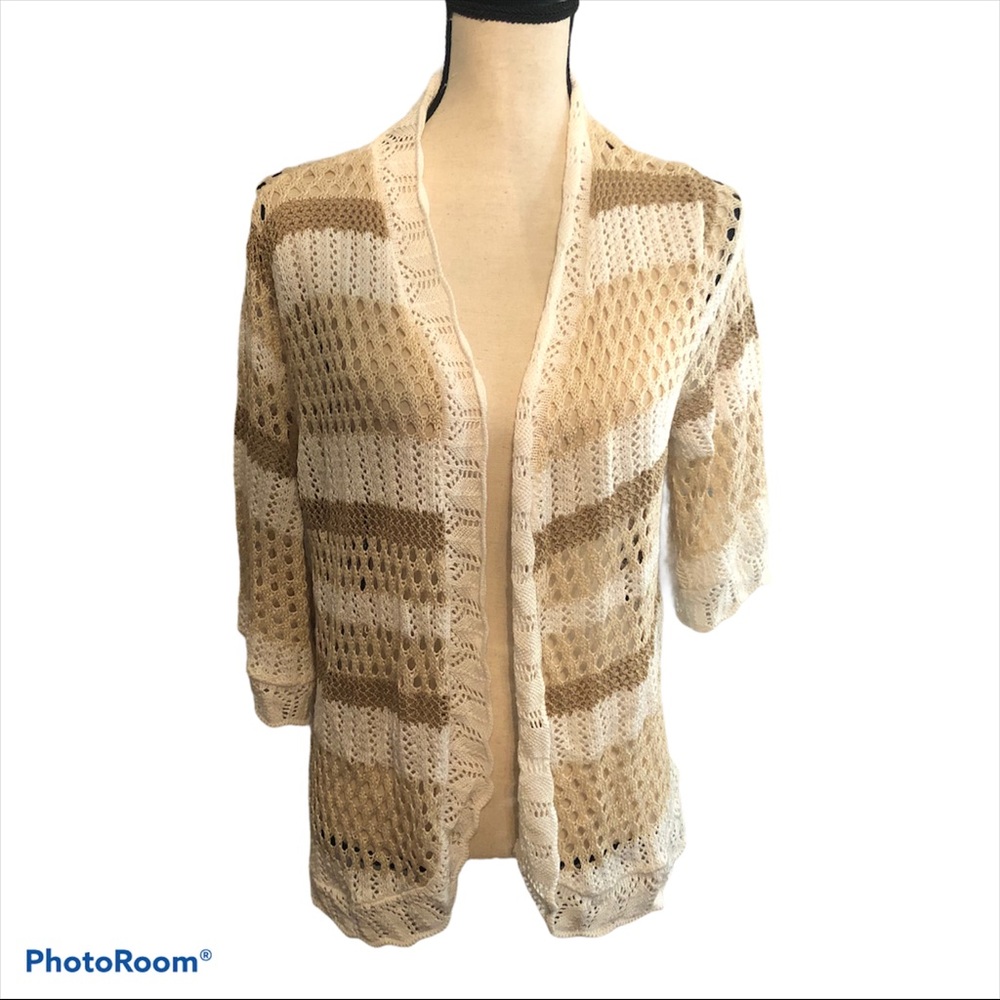 Joseph A Crochet Cardigan Ivory Sweater Size XL